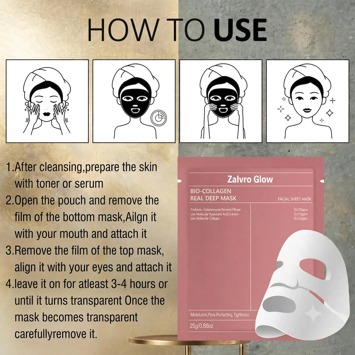 Zalvro Glow™ Collagen facial mask